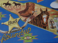 Reclama bere Budweiser pe suport din tabla / Roundup !!!! foto