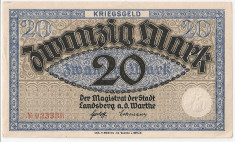 GERMANIA NOTGELD Landsberg Warthe 20 MARK 1914 AUNC foto