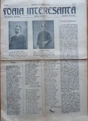 Ziarul Foaia interesanta , Orastie , nr. 51 , 1914 ; Intocmita de Ioan Mota foto