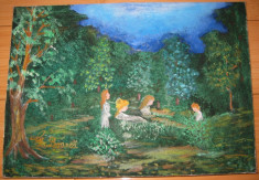 GH. BOANCA - Jocul Ielelor tablou pictura in ulei pe panza arta naiva foto