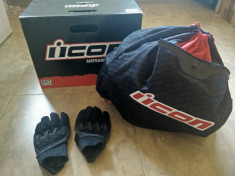 Casca moto ICON Airframe Rubatone Neagra MD + Manusi Icon Overlord 2 foto