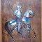 Cavaler ; Ulei / piele / lemn , dimensiuni : 38 x 24 cm