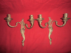 Pereche aplice din bronz masiv cu 2 brate 28 x 25 cm NR 17 foto