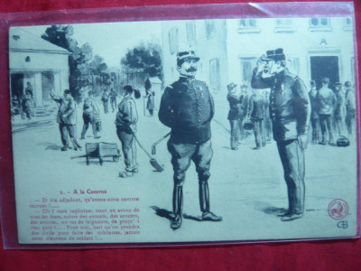 Ilustrata comica militara - In cazarma ,cca.1913 ,piesa autor , semnat GB-stamp foto