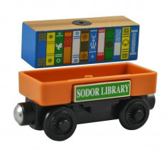 Wooden trenulet jucarie Thomas - SODOR LIBRARY CAR vagon din lemn cu magnet -NOU foto