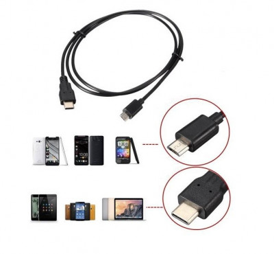 Cablu de date si incarcare USB 3.1 Type C - Micro USB 5 pini tata lungime 1M foto