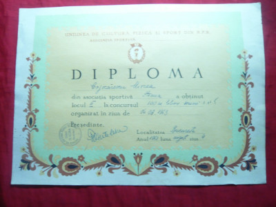 Diploma UCFS -Campion RPR Inot la 100m liber ,Seniori -1963, Club Steaua foto