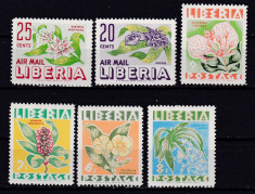 Liberia 1955 flori MI 477-482 MNH w28 foto