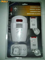 Sistem ALARMA wireless cu 2 Telecomenzi+ senzor miscare foto