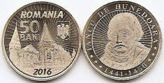 Romania 50 bani 2016 - Iancu de Hunedoara, 23.75 mm, KM-New UNC !!! foto