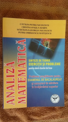 Analiza matematica: sinteze de teorie, exercitii si probleme pentru elevii foto