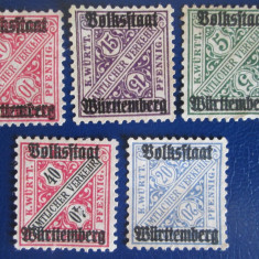 TIMBRE GERMANIA WURTTEMBERG 1916 SET NESTAMPILAT