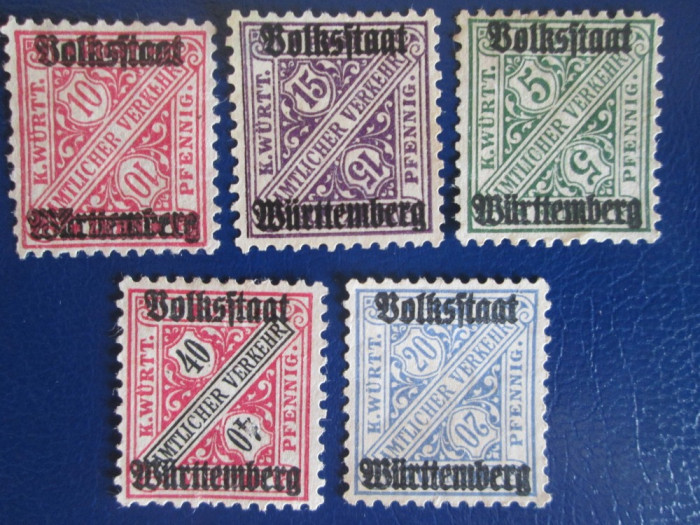 TIMBRE GERMANIA WURTTEMBERG 1916 SET NESTAMPILAT