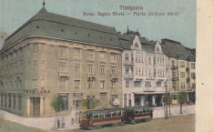 TIMISOARA , BULEV. REGINA MARIA CU PALATUL (BANCA )TIMISIANA , TRAMVAI foto