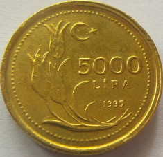 Moneda 5000 LIRE - TURCIA, anul 1995 *cod 1149 foto