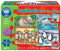 Set 4 Puzzle Animale (4 6 8 &amp;amp; 12 Piese) Animals Four In A Box foto