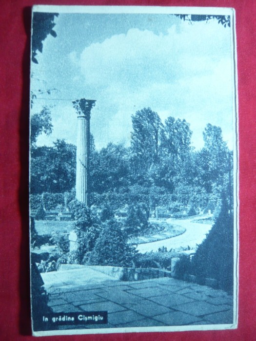 Ilustrata- Bucuresti - Vedere din Cismigiu - interbelica