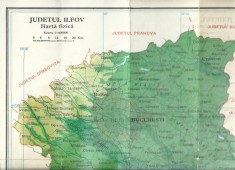 Judetul Ilfov. Harta fizica si economica (anii 70) foto