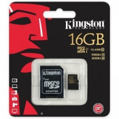 Kingston, 16GB, SDCA10/16GB, Micro Secure Digital Card cu adaptor SD foto