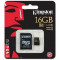 Kingston, 16GB, SDCA10/16GB, Micro Secure Digital Card cu adaptor SD