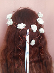 Coronita cu flori albe, coronita mireasa, coronita fairy, accesorii par, nunta foto