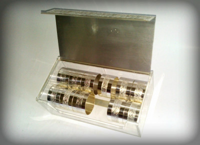 Cutie cu capac argintat WMF pentru pastrare servetele si inele - anii &amp;#039;60 foto