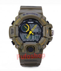 Ceas camuflaj Dual Time S-SHOCK , silicon, data, alarma etc + cutie CADOU! foto