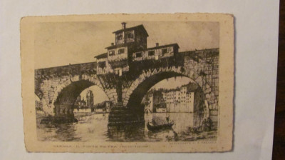 CY - Ilustrata VERONA &amp;quot;Podul Pietra&amp;quot; veche necirculata acvaforte Italia foto