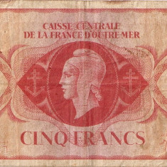 CAISSE CENTRALE DE LA FRANCE D'OUTRE MER 5 FRANCS FRANCI 1944 F