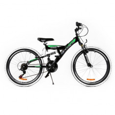 Bicicleta MTB Passati Voyager 24&amp;quot; negru/verde fullsuspension foto