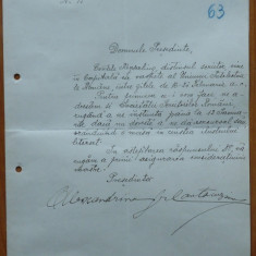 Scrisoare Alexandrina Cantacuzino catre Presedintele Soc. Scriitorilor , 1927