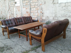 REDUCERE 20%. Salon retro anii &amp;quot;60. Piele naturala si lemn de Teak foto