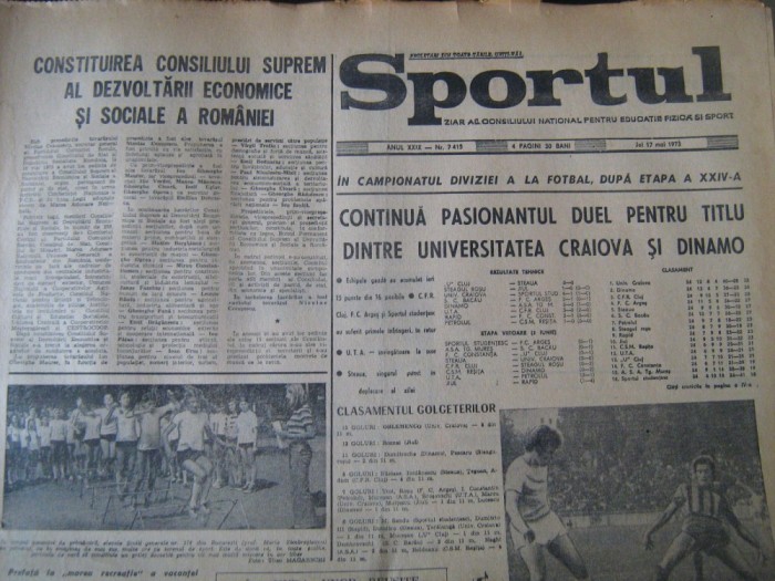 Ziarul Sportul (17 mai 1973), etapa a 24-a