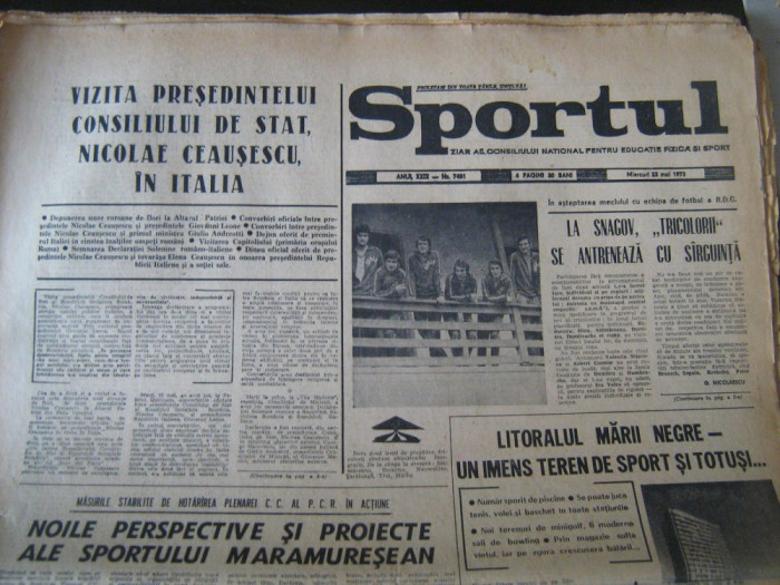 Ziarul Sportul (23 mai 1973), ASA Tg. Mures-Sutjeska Niksici in Cupa Balcanica