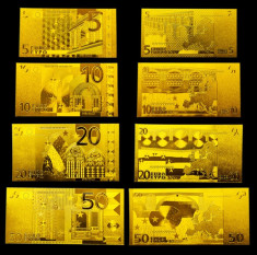 EUROPA - SET 7 BANCNOTE EURO POLYMER AURITCU AUR 24k foto