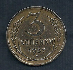 RUSIA URSS 3 COPEICI KOPEICI KOPEIKI 1957 [1] livrare in cartonas foto