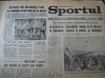 Ziarul Sportul(8 mai 1973), dupa victoria fotbalistilr romani in Albania foto