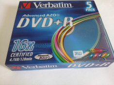 Verbatim Advanced AZO+ DVD+R 4.7GB 16x Pack 5 Color Disc BLANK Slim Jewel Case foto