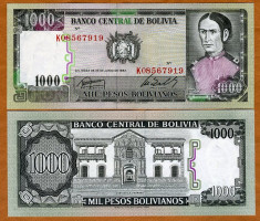 BOLIVIA- 1000 BOLIVANOS 1982-P 167a- VF-XF foto