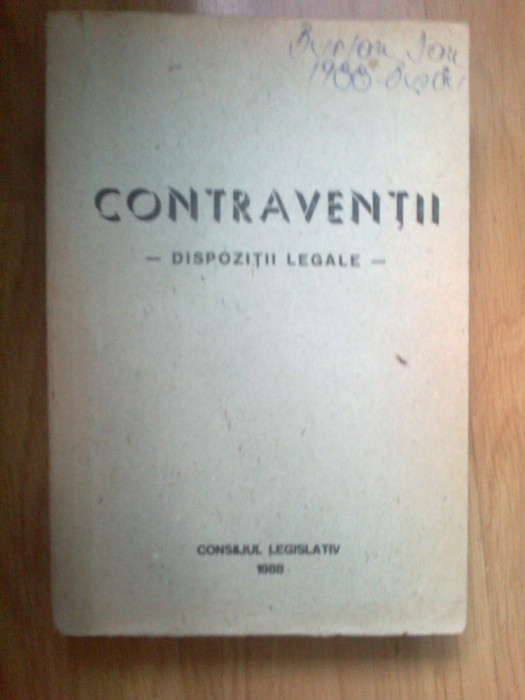 n1 CONTRAVENTII - DISPOZITII LEGALE - CONSILIUL LEGISLATIV 1988 .