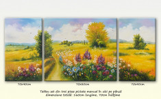 Zi frumoasa de vara (1) - tablou 3 piese, ulei pe panza, 160x70cm foto