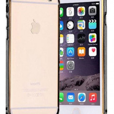 Bumper metal negru margine auriu Iphone 6 Plus 5.5" + folie ecran