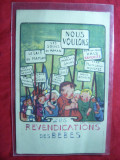 Ilustrata comica - Manifestatie cu Revendicarile Bebelusilor -piesa de autor