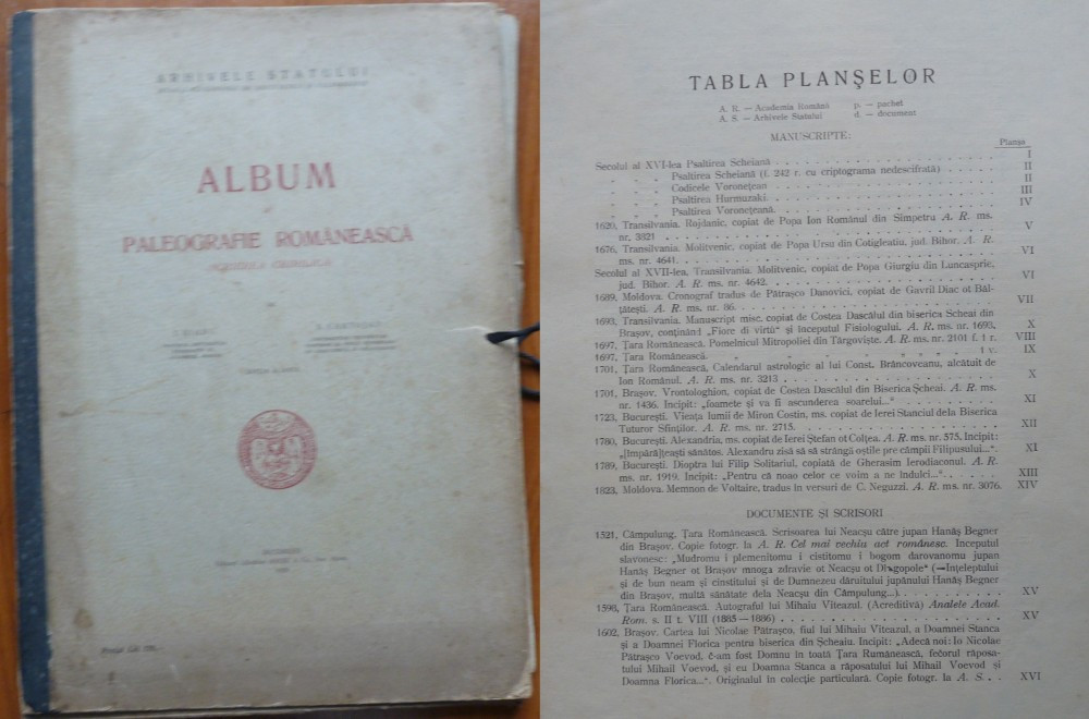 Bianu , Cartojan , Album de paleografie romaneasca ( scrierea chirilica ) ,  1929 | Okazii.ro