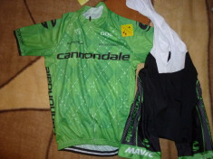 echipament ciclism complet Cannondale sosea verde set pantaloni tricou foto