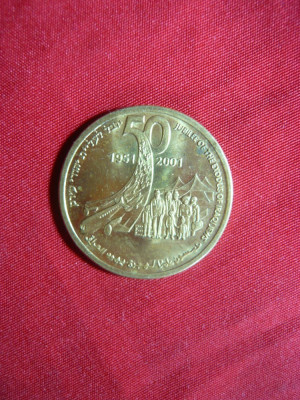 Medalia Jubileu 50 ani migrarea din Iraq a Evreilor , d= 2,4 cm,bronz ,cal.NC foto