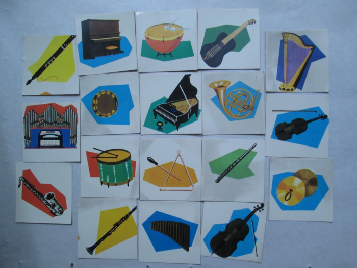 18 Carti de joc cu instrumente muzicale, de la joc romanesc vechi