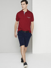 Tricou Lacoste Polo Bordeaux cu buzunar foto