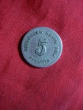 Moneda 5 Pf.1888 litera F Germania , metal ,cal.f.buna