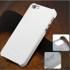 Husa protectie back cover piele NATURALA iPhone 5, 5s, SE, fara clapeta, alba foto